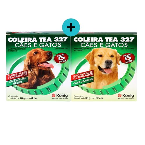 Kit 1 Coleira Contra Pulgas E Carrapatos TEA Cães M+1 Coleira Contra Pulgas E Carrapatos TEA Cães G